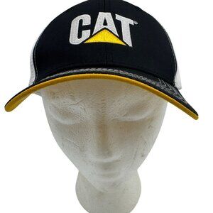 Caterpillar CAT Mens Trucker Cap Athleisure Travel Black Yellow Adjustable Mesh